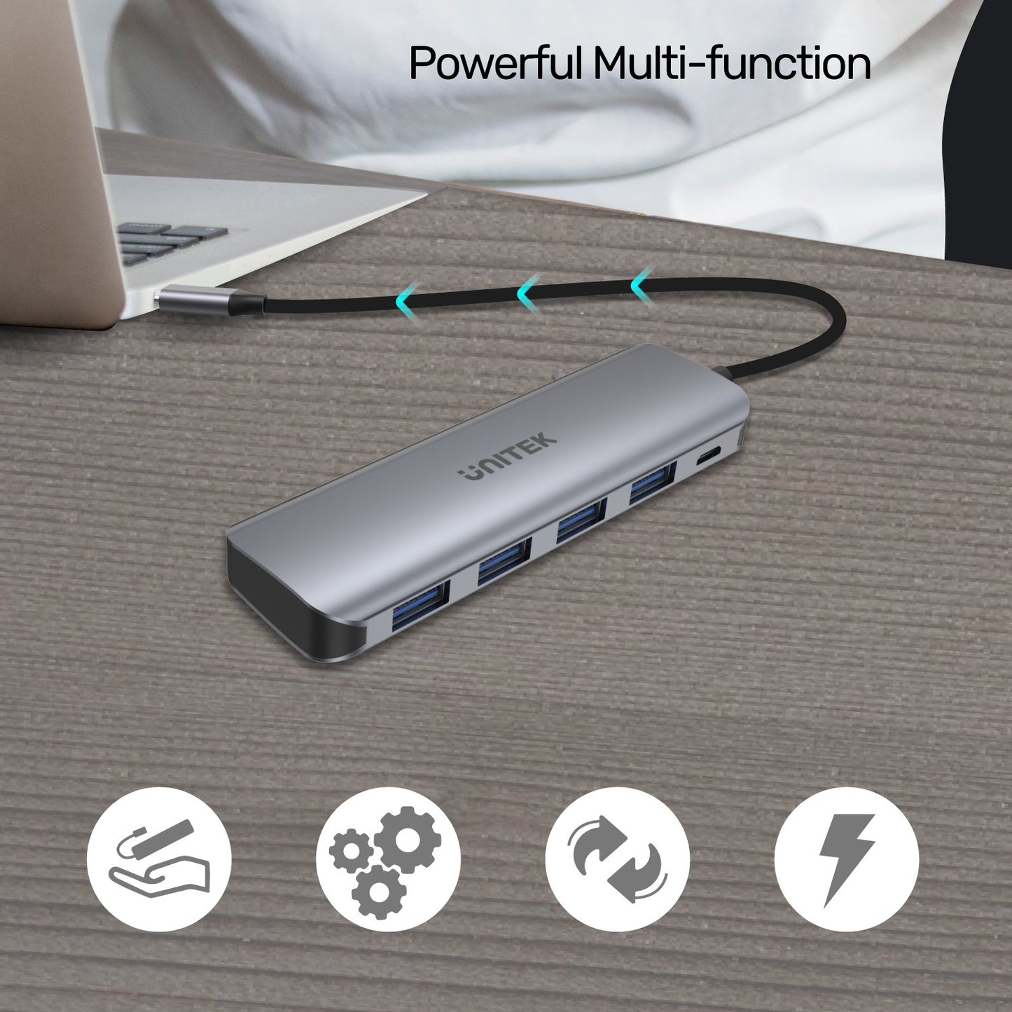 Unitek H1107B USB3.1 TypeC Hub 4Port USB/PD100W