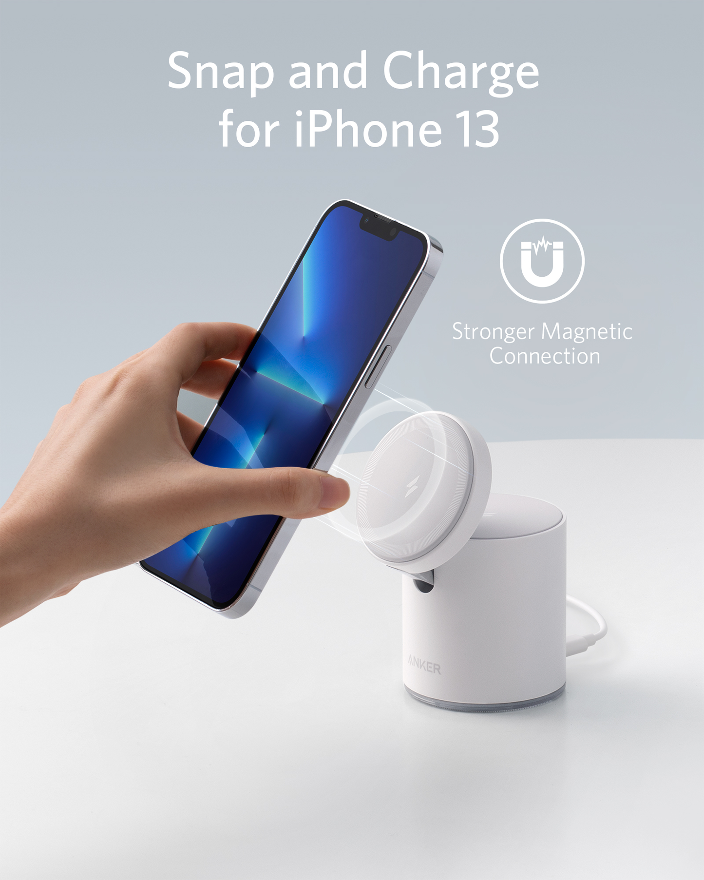 Anker PowerWave Mag-Go 2-in-1 Dock+Charger White