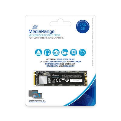 MediaRange Internal M.2 2280 solid state drive, NVMe PCIe 3.1 x4 20 Gb/s, 256GB