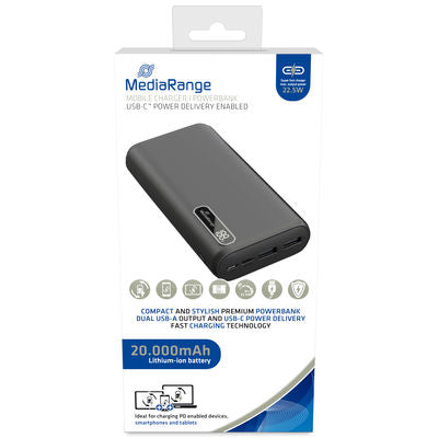 MediaRange Mobile charger I Powerbank, 20.000mAh 22,5W