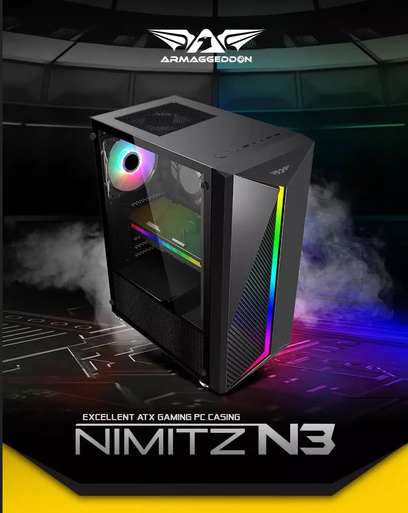 Armaggeddon NIMITZ N3 ATX Case With LED Strip And 3 Fixed RGB Fans