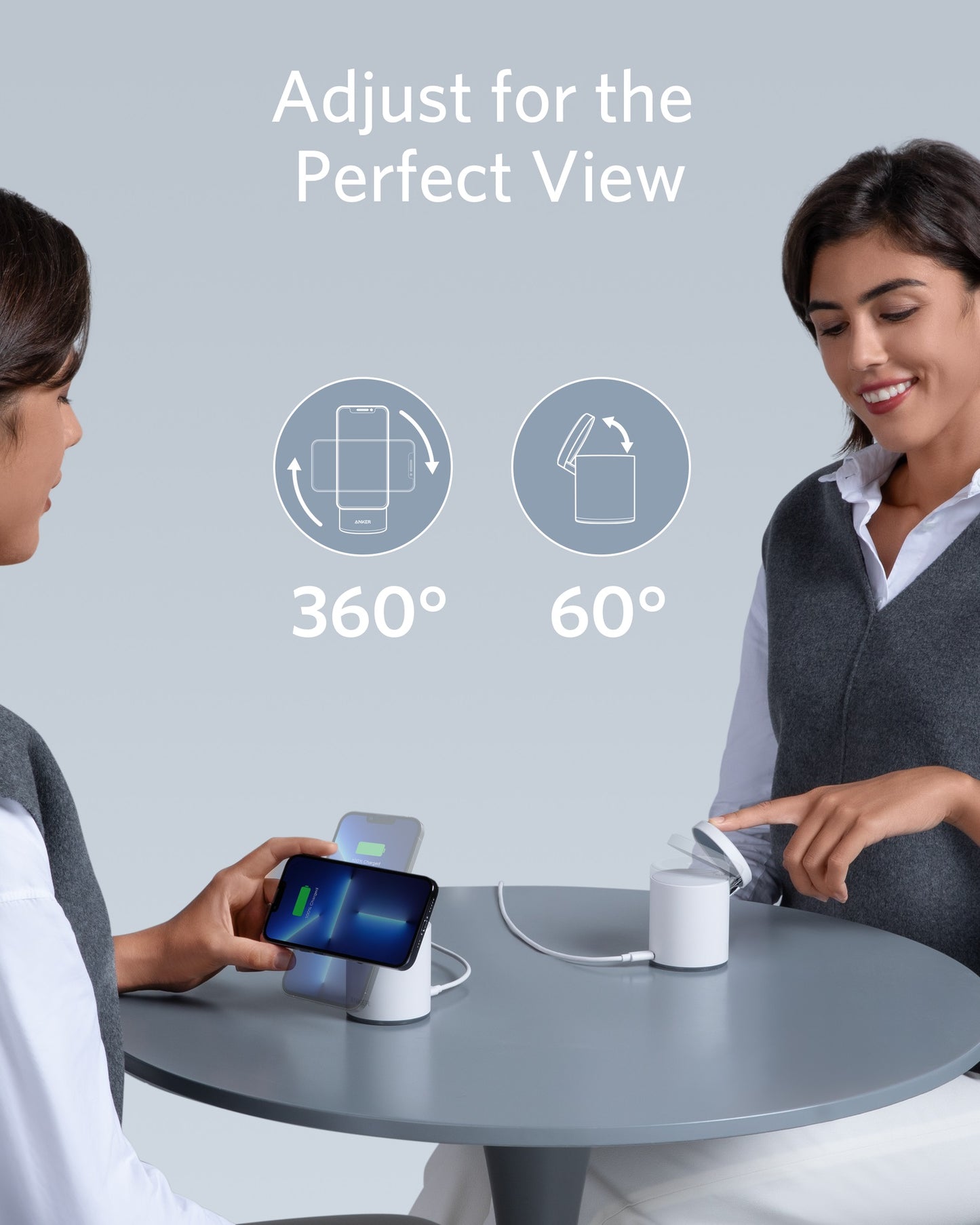 Anker PowerWave Mag-Go 2-in-1 Dock+Charger White