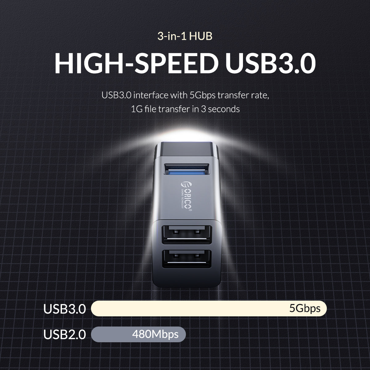 Orico USB-A Hub 3Port Mini Stick type MINI-U32