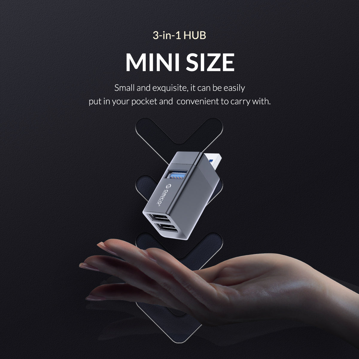 Orico USB-A Hub 3Port Mini Stick type MINI-U32