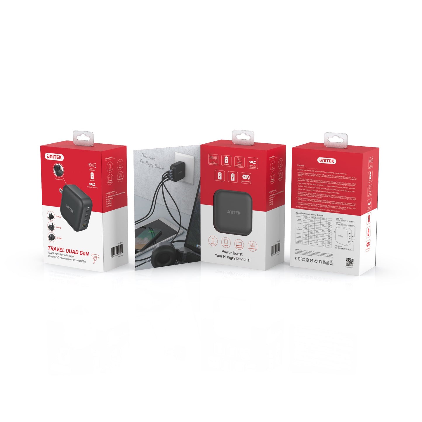 Unitek P1112ABK 100W 4in1 GaN Multiplug Charger Black
