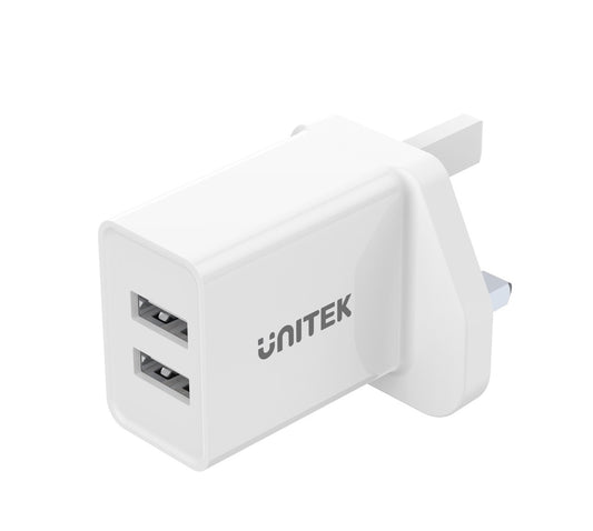 Unitek Charge 2-Port Wall Charger Charger 2.4A White P1113-UK