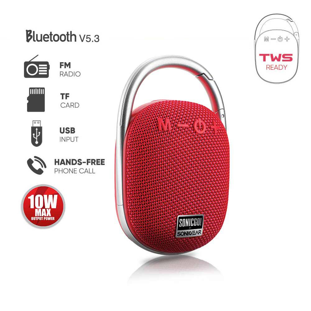 SonicGear SONICGO!1 Portable Bluetooth Speaker Red