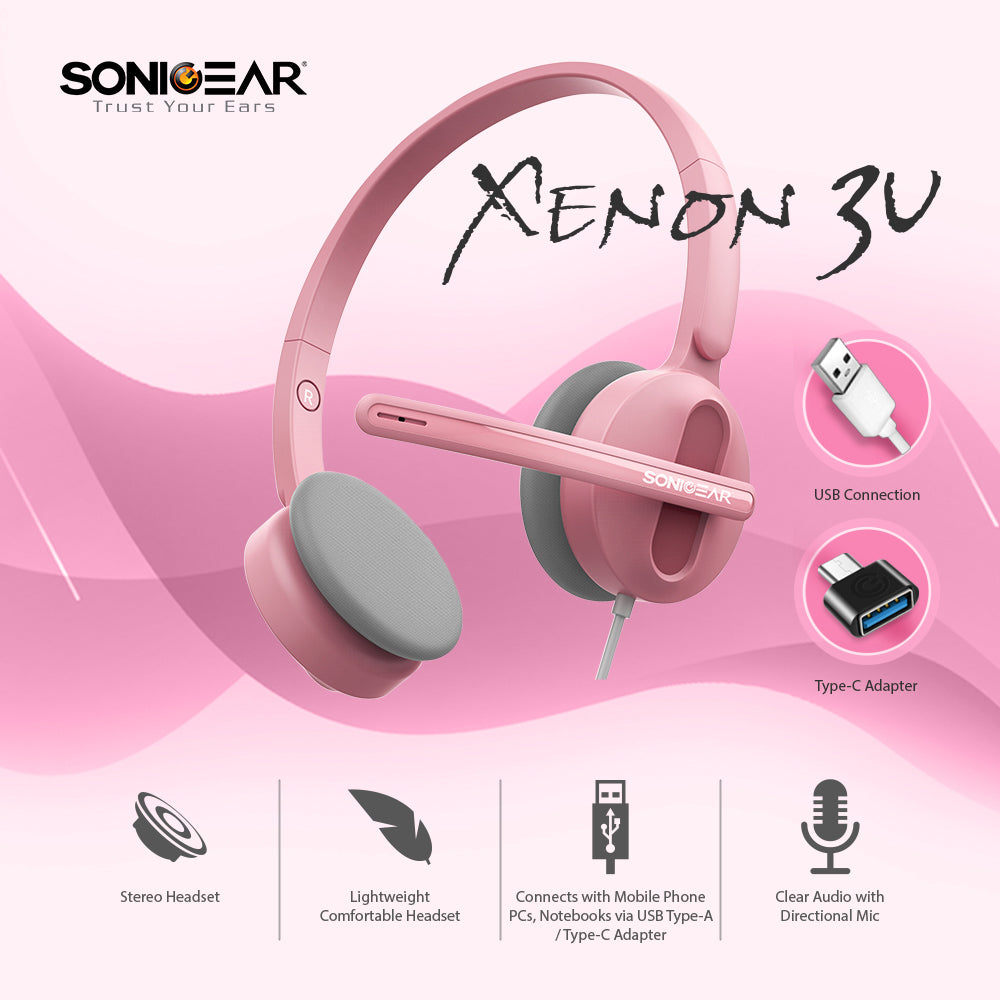 SonicGear Xenon 3U Headset USB Type A&C Pink