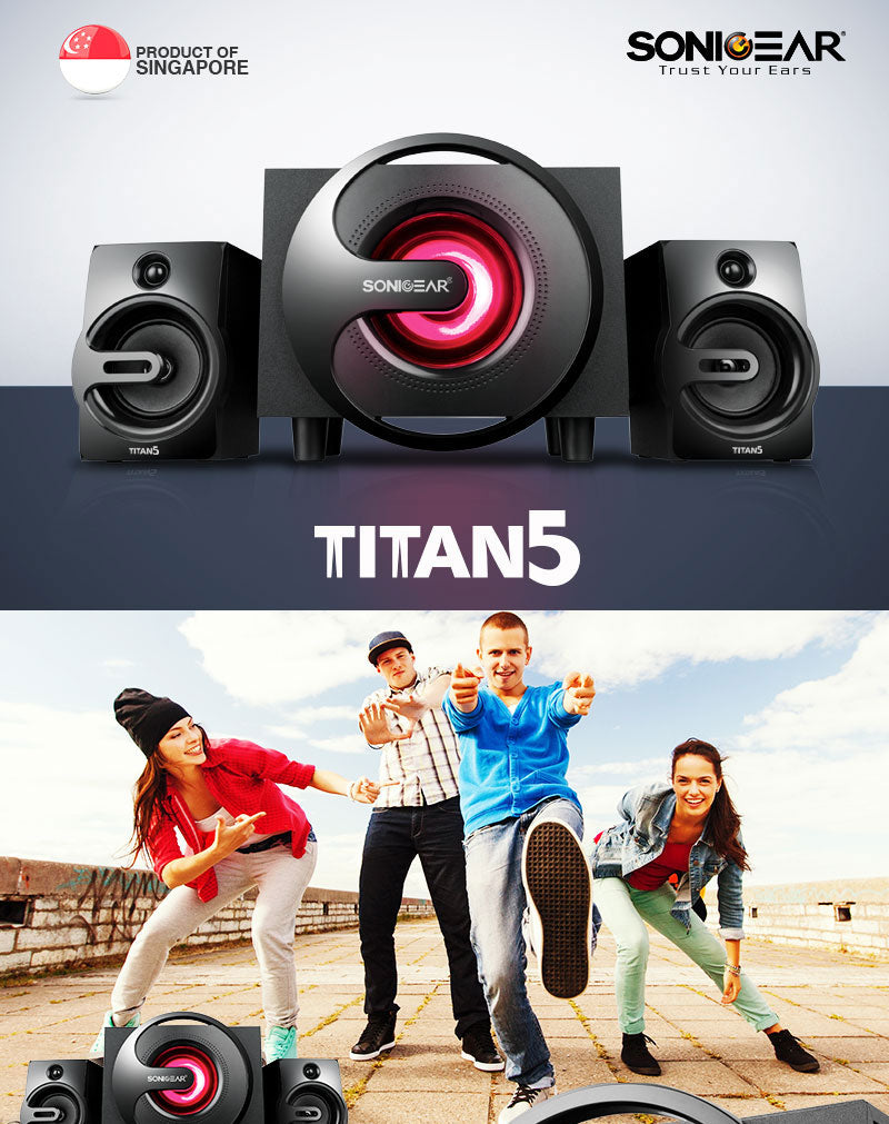 SonicGear Titan5 2.1 PC Speakers BT/USB/FM/LED 40W