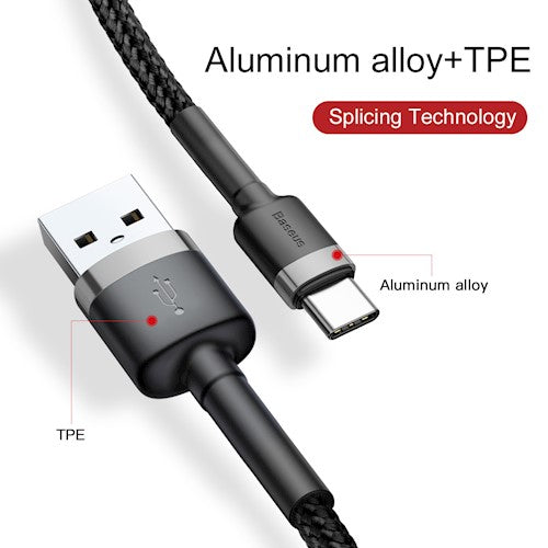 Baseus Cafule Braided Type-C Cable 2.0A 2.0m Grey