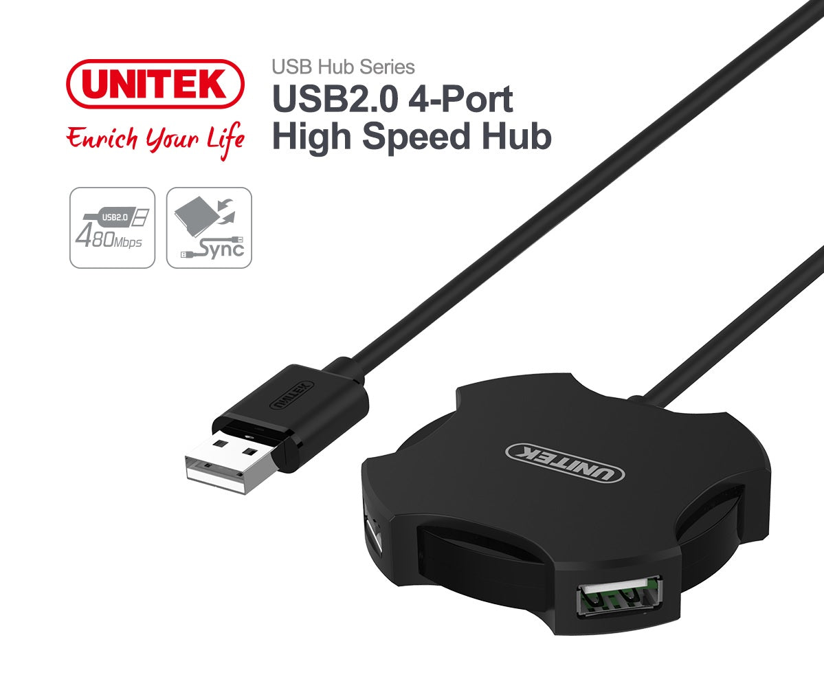Unitek Y-2178 USB2.0 4-Port Hub with 30cm cable