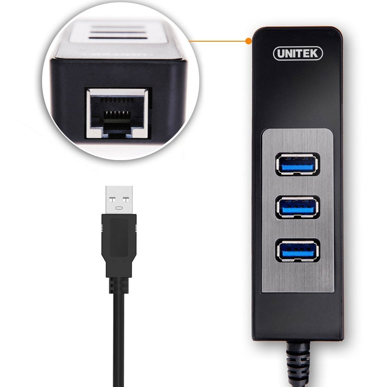 Unitek Y-3045C USB3.0 3-Port Hub w/ Gigabit LAN