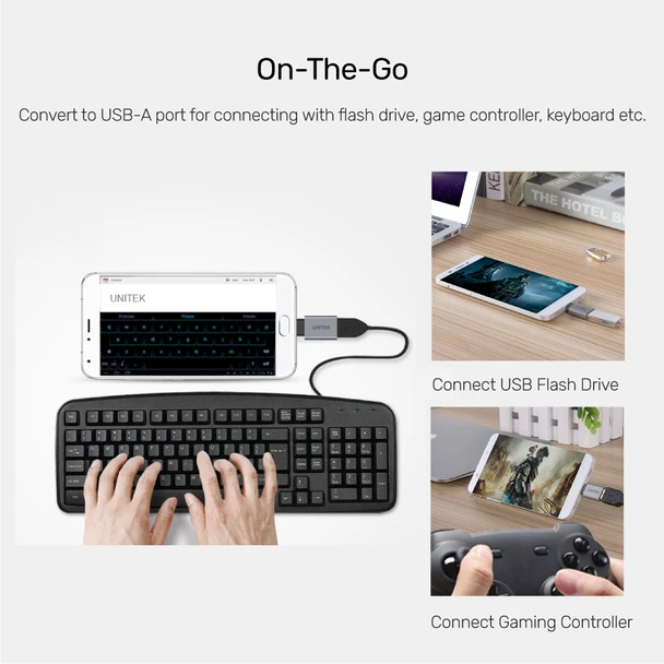 Unitek Y-A025CGY USB-A Female to Type C 3.1 Adaptor Grey
