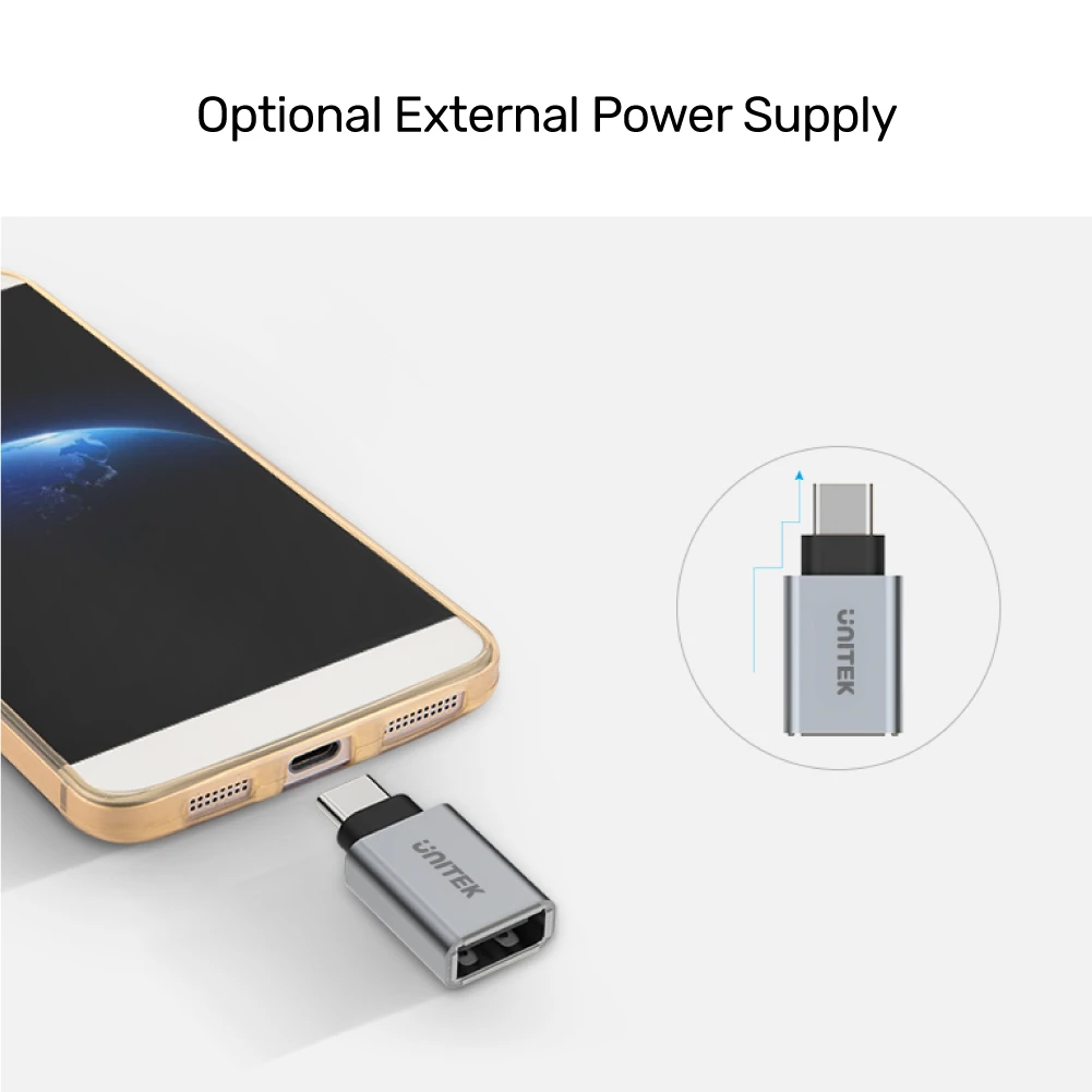 Unitek Y-A025CGY USB-A Female to Type C 3.1 Adaptor Grey