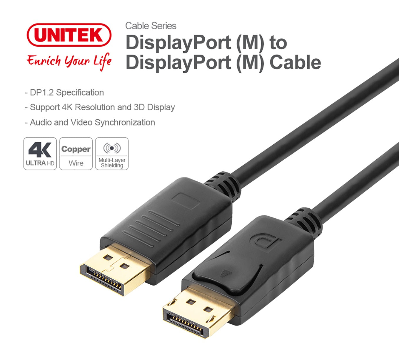 Unitek Y-C608BK DisplayPort Cable 2.0m