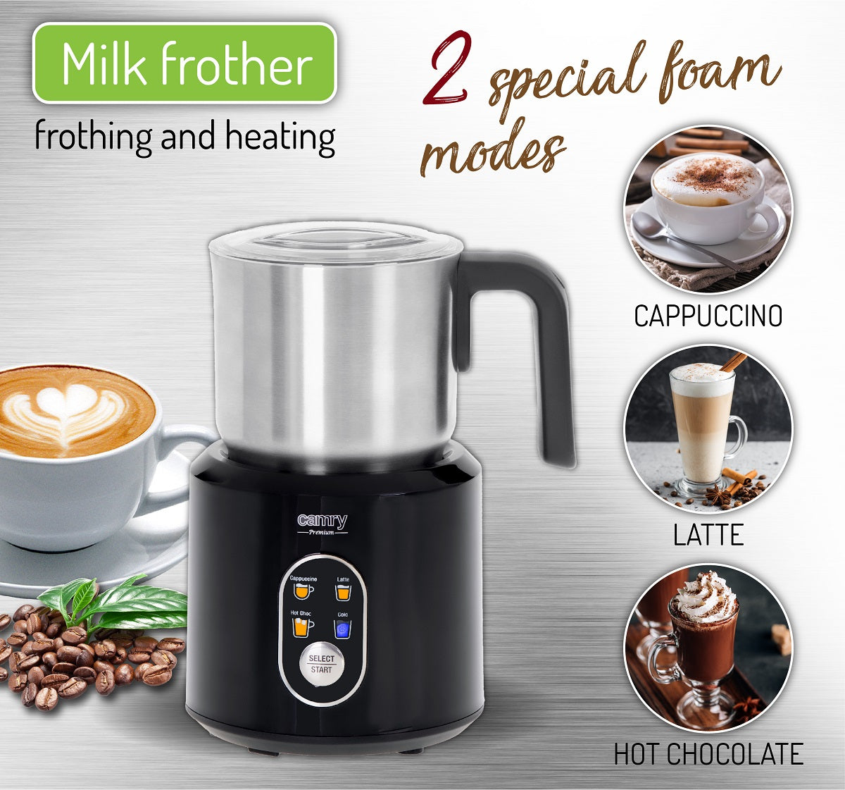 Camry CR4498 Milk Frother 2in1 Frothing and Heating
