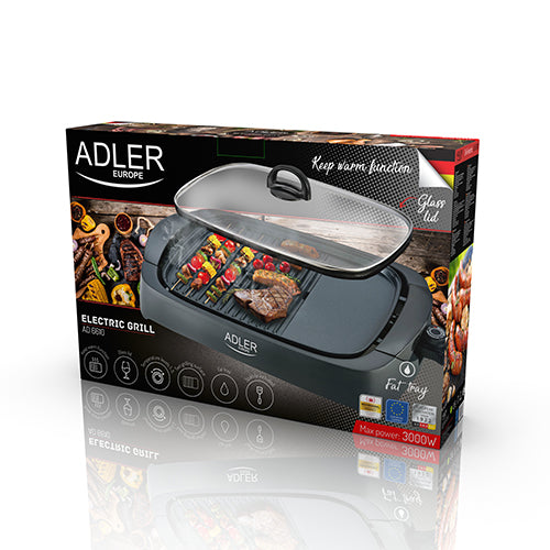 Adler AD6610 Electric Grill 3000W with Non Stick Coating