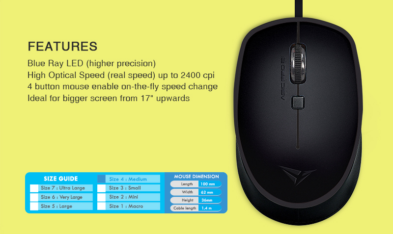 Alcatroz ASIC PRO 2 Wired Mouse Black