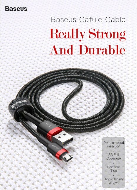 Baseus Cafule Braided MicroUSB Cable 1.5A 2.0m Red