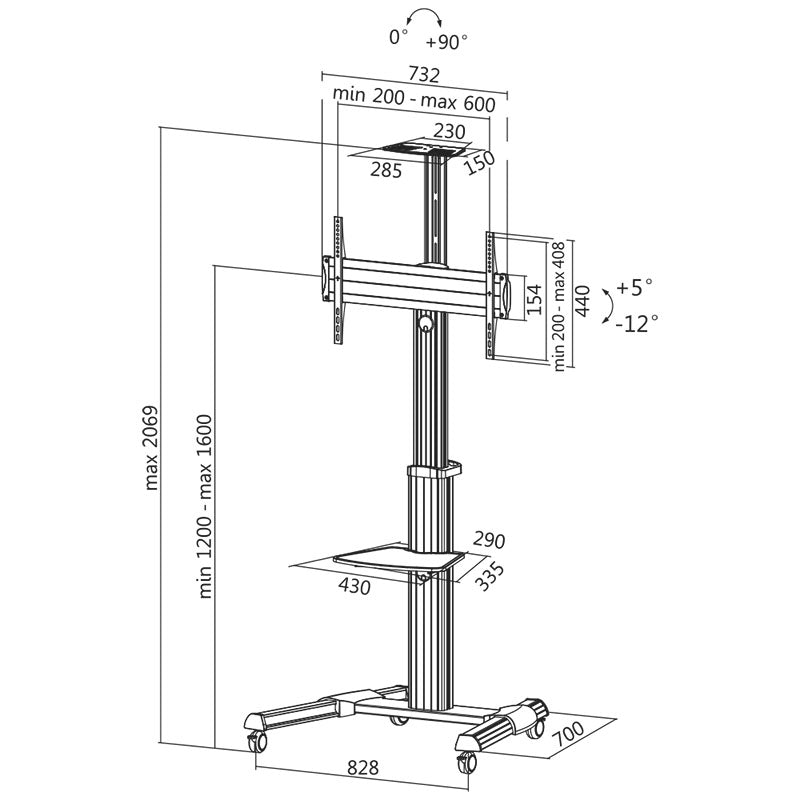 LOGILINK BP0025 TV/MONITOR STAND TROLLEY 37-70″ MAX.50KG