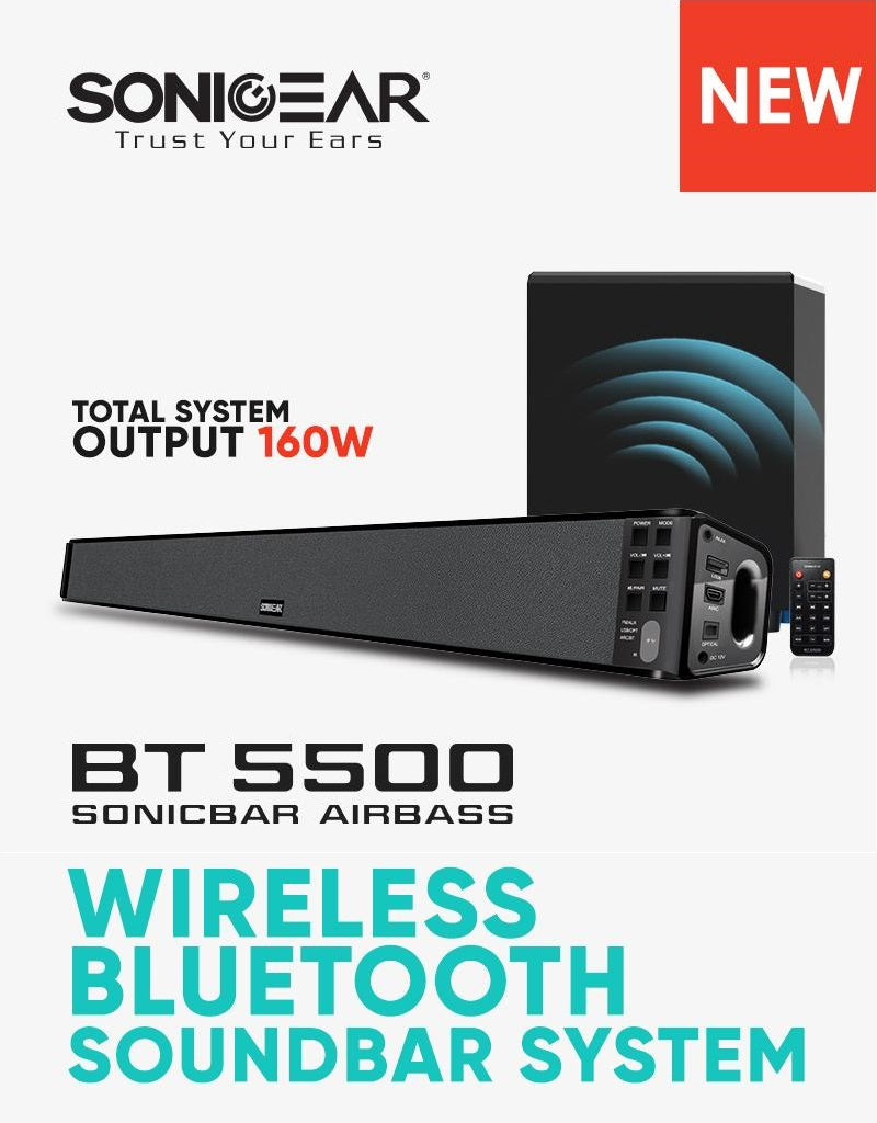 SonicGear Sonicbar BT-5500 Soundbar + Wireless SubWoofer