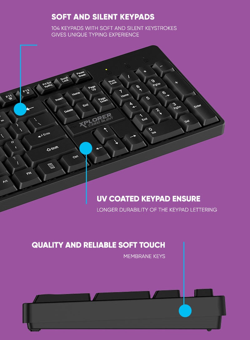 Alcatroz XPLORER C3300 Wired Keyboard & Mouse Black