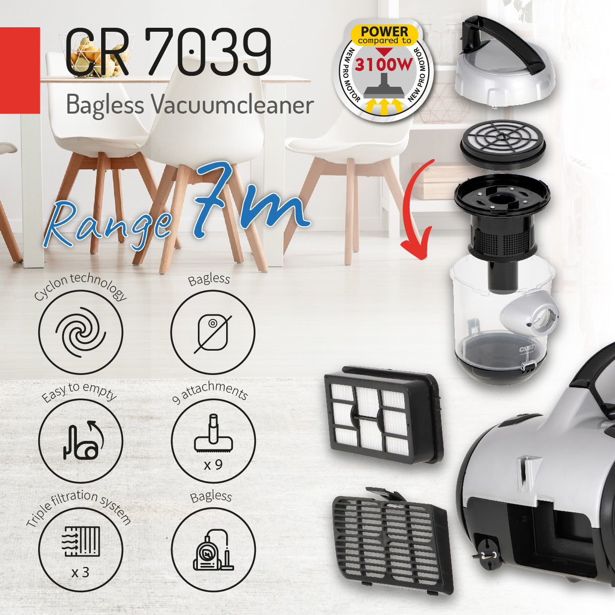 Camry CR7039 Bagless Vacuum Cleaner 700W