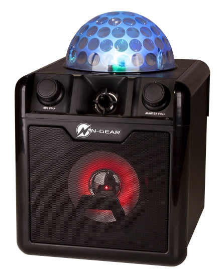 N-Gear DISCO BLOCK 410 Portable Karaoke Speaker with Discoball With 2 Microphones