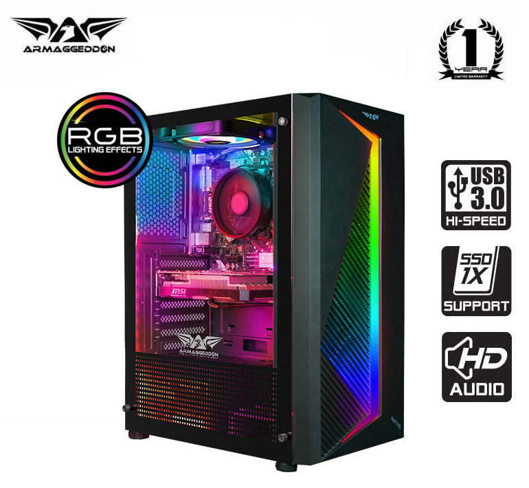 Armaggeddon NIMITZ N3 ATX Case With LED Strip And 3 Fixed RGB Fans