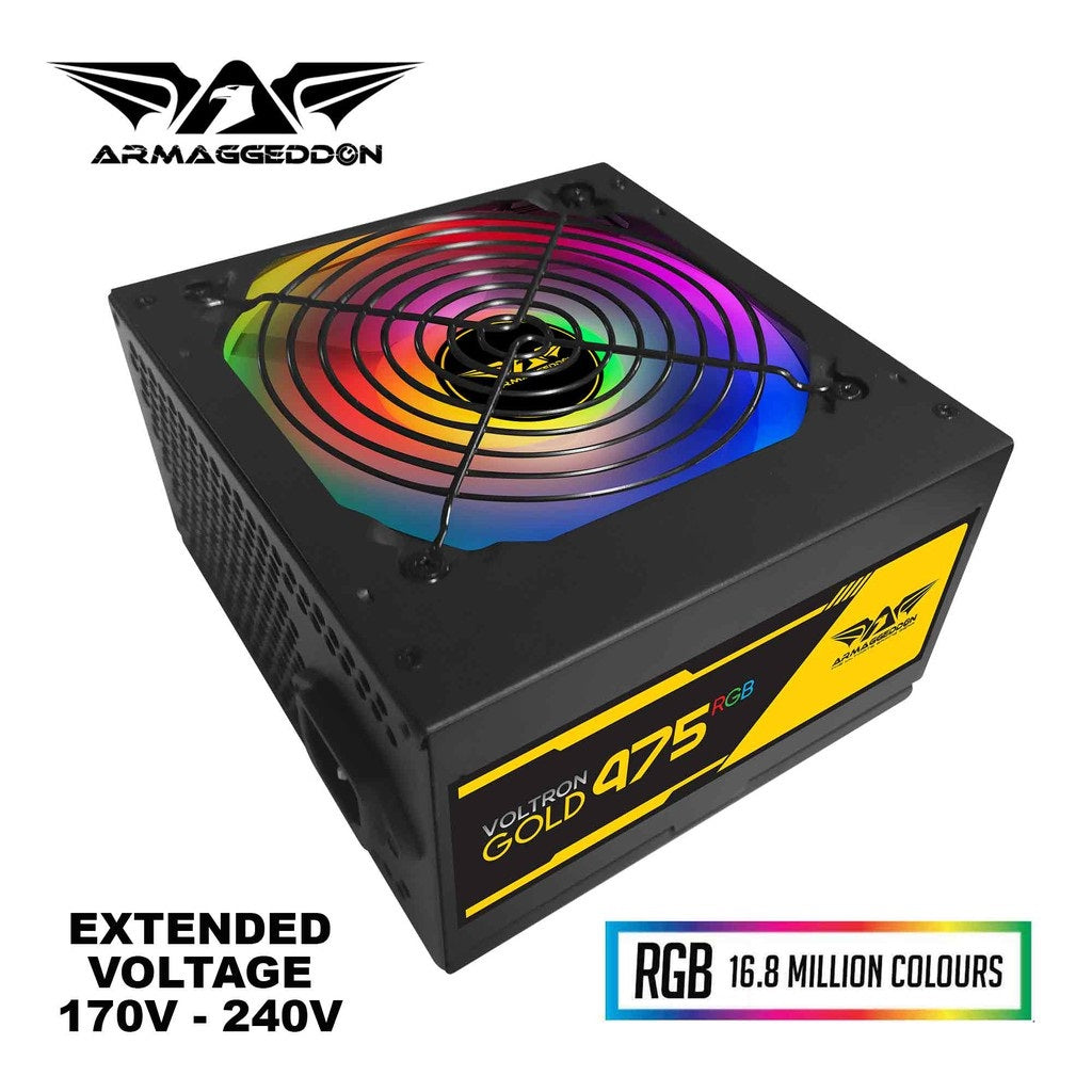 Armaggeddon Voltron Gold RGB Gaming 475W Power Supply