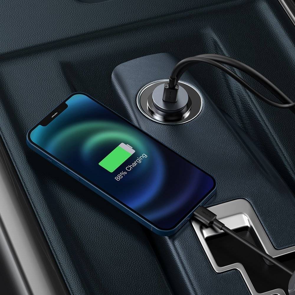Baseus CCBT-A0G Multi Port USBA+USBC Car Charger with Extension Cord