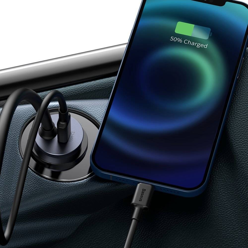 Baseus CCBT-A0G Multi Port USBA+USBC Car Charger with Extension Cord