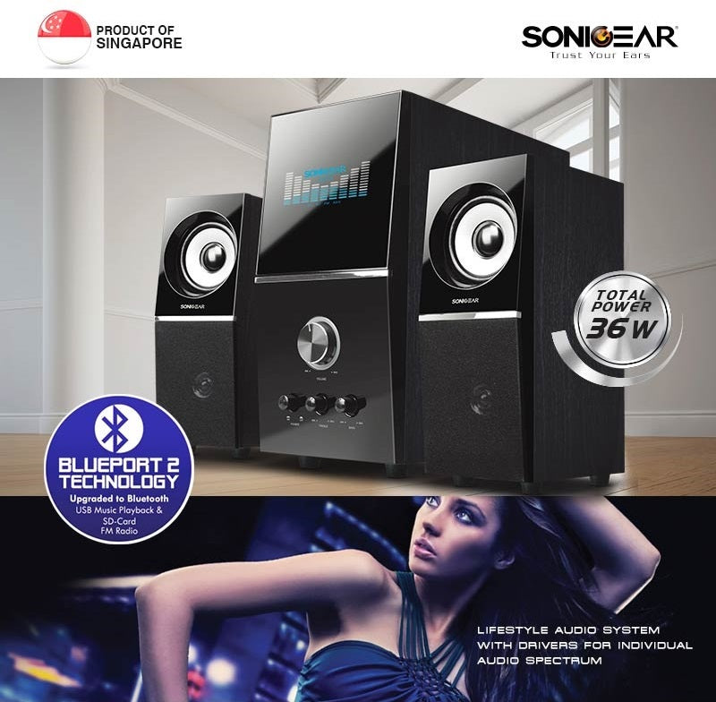 SonicGear EVO5 Pro BTMI 2.1 USB/BT/FM Speakers 72W