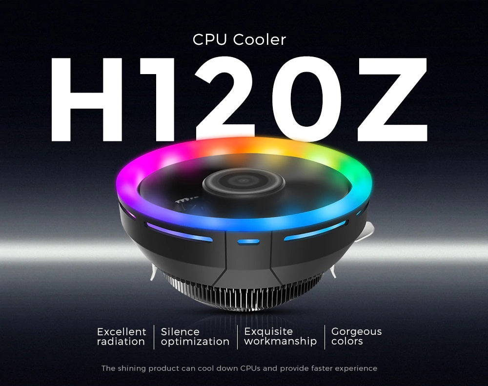 Alseye H120Z 4 PWM Pin CPU Cooler RGB Effect