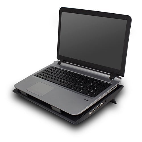 EWENT EW1253 LAPTOP COOLING STAND WITH 4 USB PORT HUB ADJUSTABLE HEIGHT BLACK