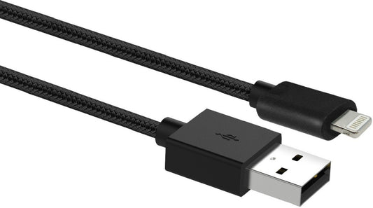 EWENT EW1375 1m USB2.0 A TO LIGHTNING M/M SYNC CHARGING PREMIUM CABLE BLACK