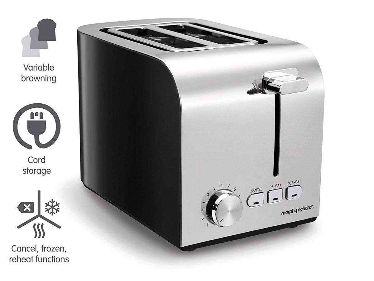 Morphy Richards Equip 2 Slice Toaster 222054 Brushed Black/Silver