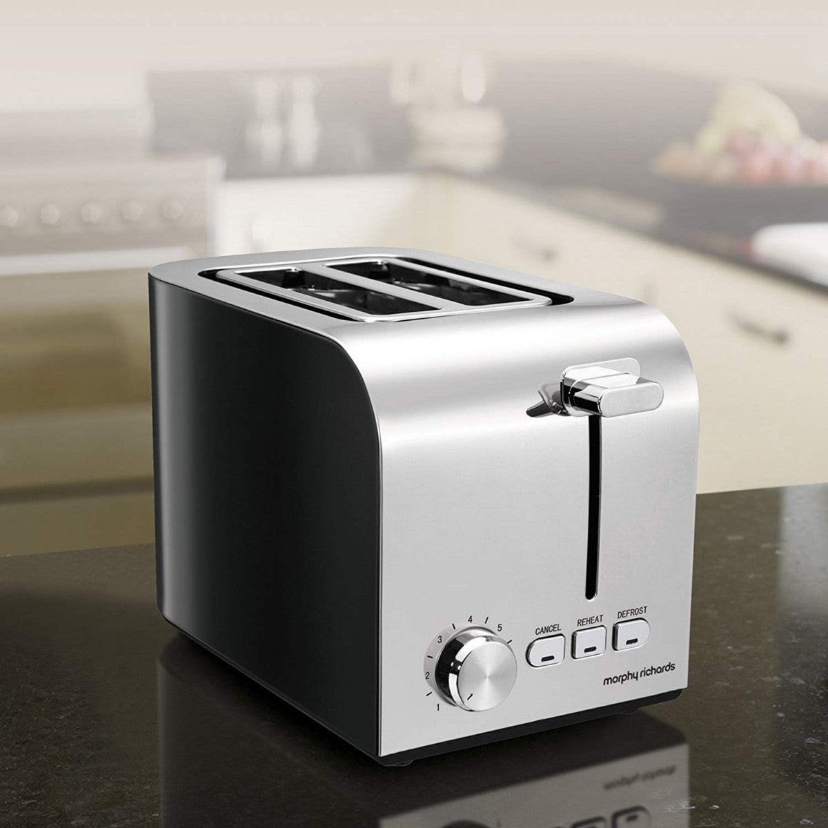 Morphy Richards Equip 2 Slice Toaster 222054 Brushed Black/Silver