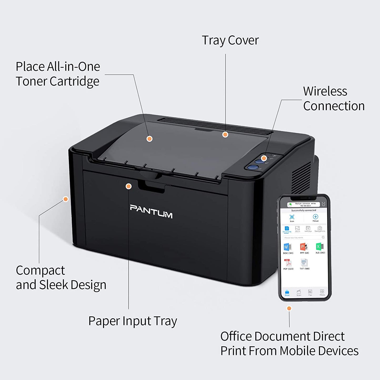 Pantum P2500W Mono Laser Printer with Wi-Fi