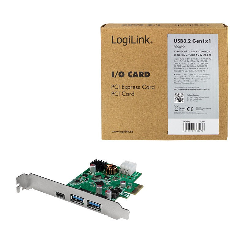 LOGILINK PC0090 PCI EXPRESS CARD USB3.2 GEN1x1 USB-C