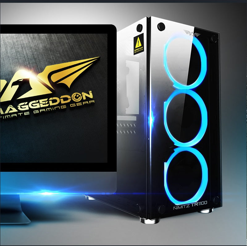 Armaggeddon Nimitz TR-1100 Micro ATX Case with PSU & 5x Blue Fans