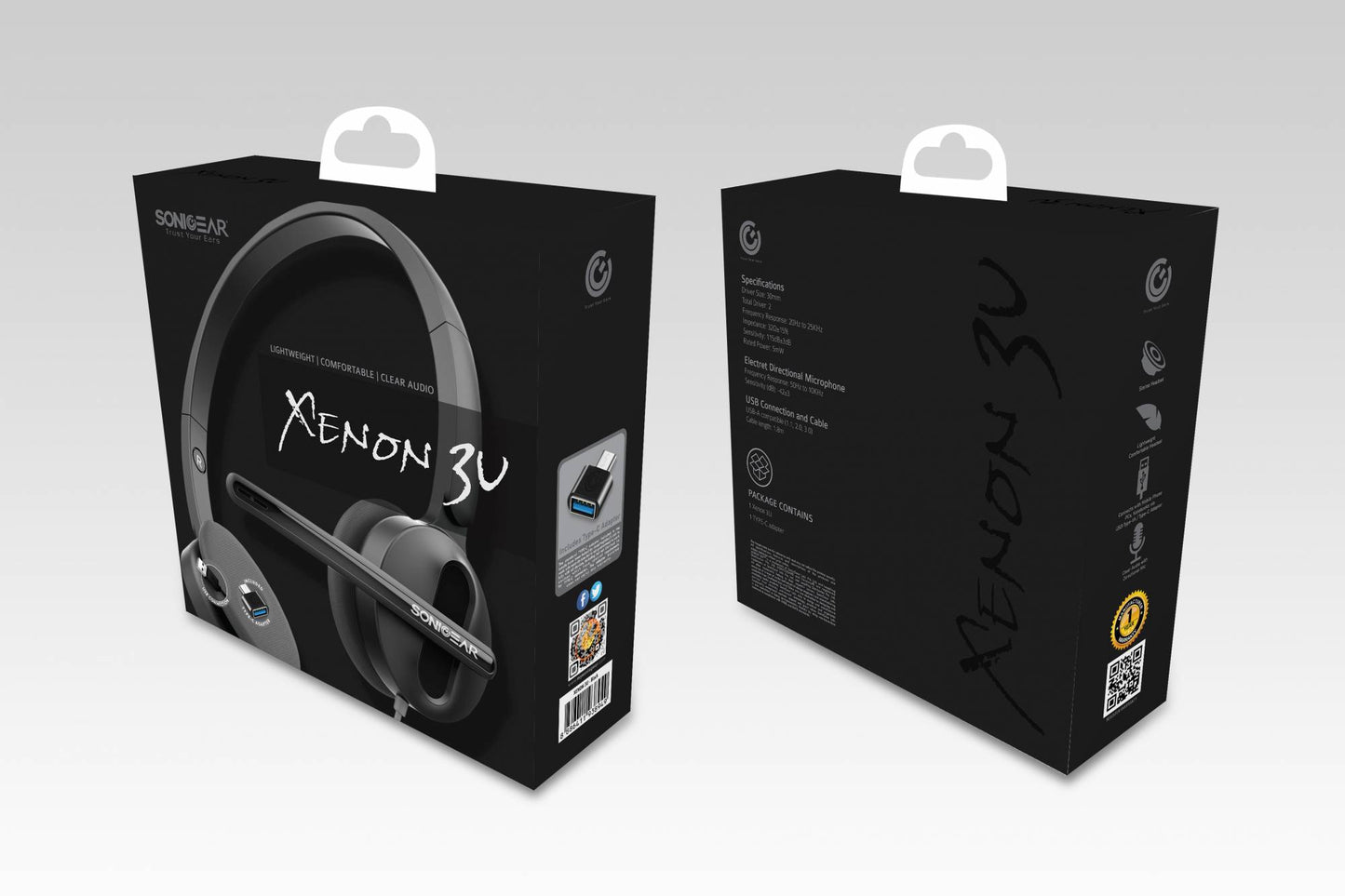 SonicGear Xenon 3U Headset USB Type A&C Black